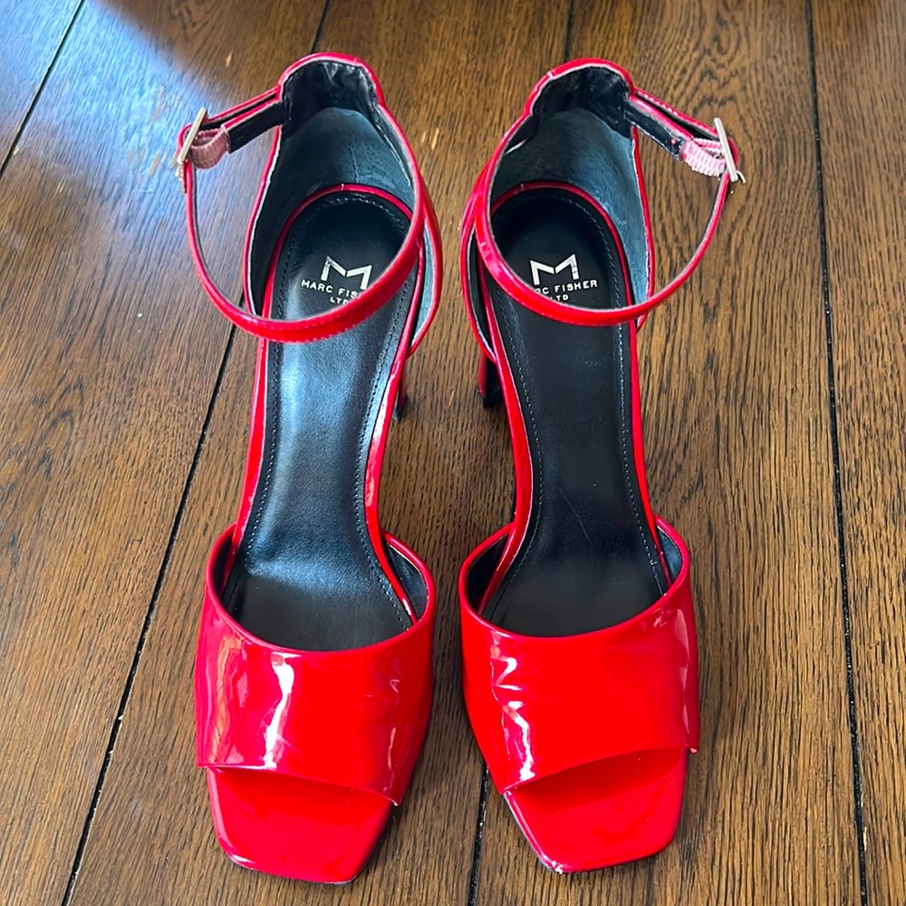 Marc Fisher red patent sandal